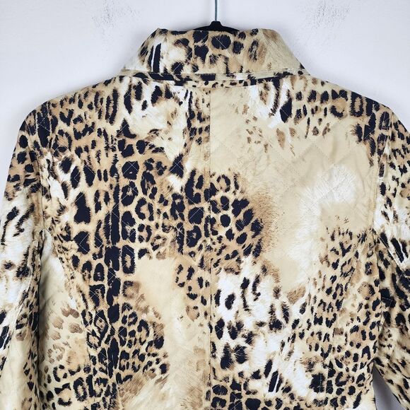 Dana Buchman Quilted Jacket Animal Print Leopard Lightweight Blazer Size M - Picture 11 of 16